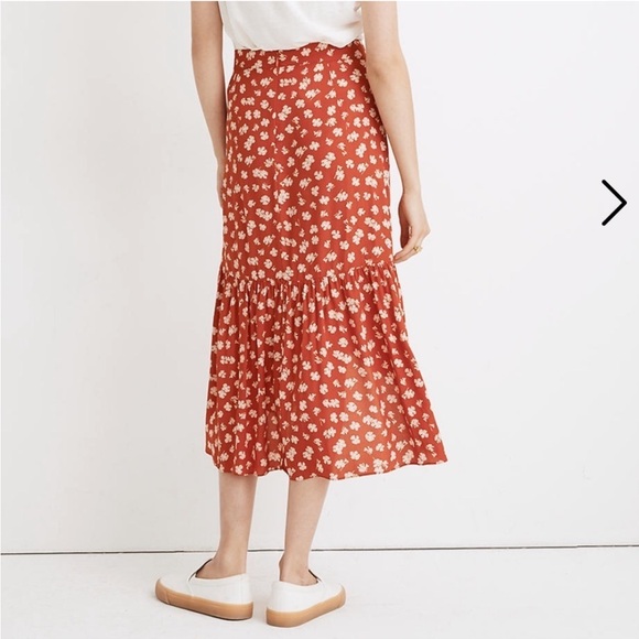 Madewell Happy Hibiscus Ruffle Faux Wrap Midi Skirt, Size 6 - Picture 2 of 12